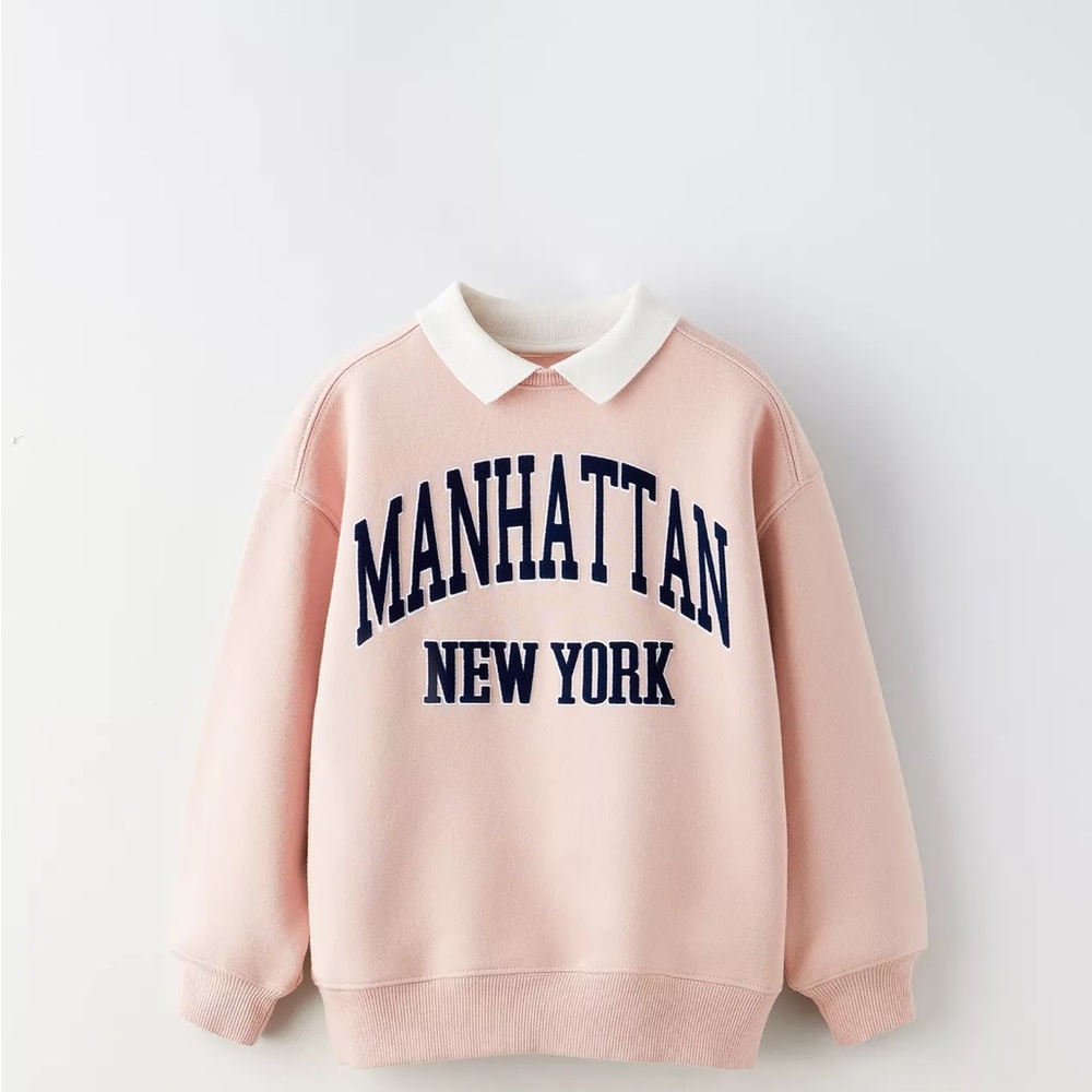 Zara Girls Pink Sweatshirt with Manhattan Print